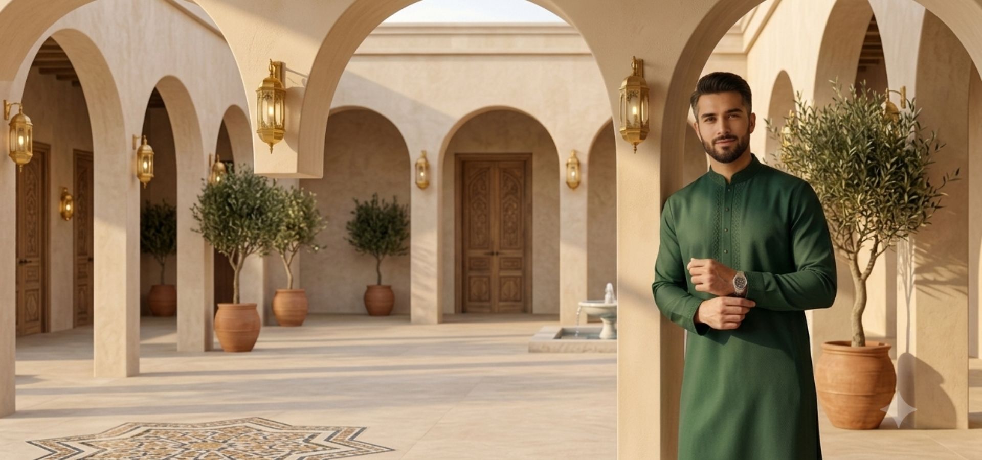 Model wearing a Temiz Wear Panjabi