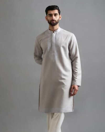 Royal Navy Embroidered Cotton Panjabi