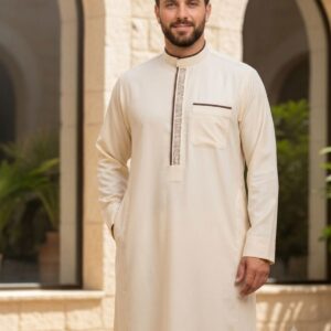 Black Basico Half Sleeve Thobe Men