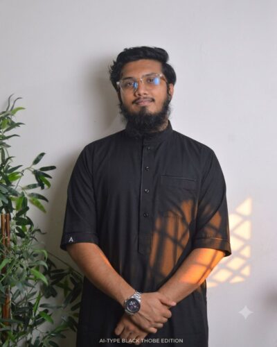 Black Basico Half Sleeve Thobe Men